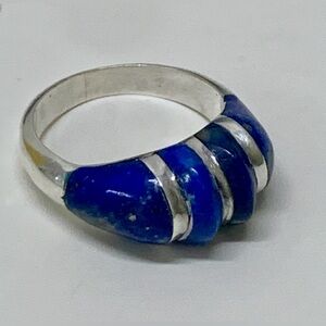 Early 20th Century Antique Art Deco Sterling Silver Lapis Lazuli Ring